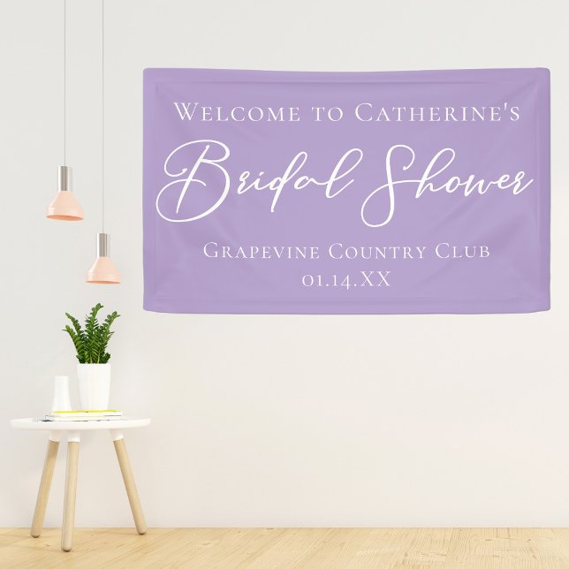 Lilac Purple Bridal Shower Party Custom Welcome Banner (Creator Uploaded)