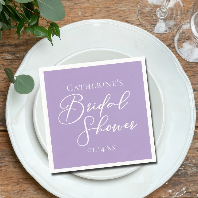 Lilac Purple Bridal Shower Party Personalized Napkin (Creator Uploaded)