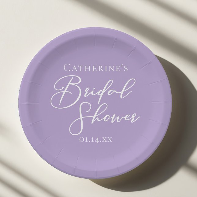 Lilac Purple Bridal Shower Party Personalized Paper Plate (Creator Uploaded)