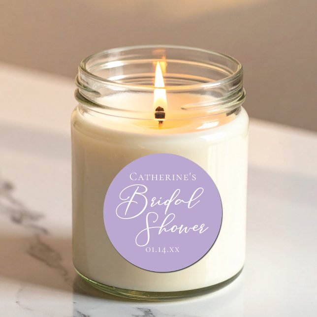 Lilac Purple Bridal Shower Personalized Classic Round Sticker (Creator Uploaded)