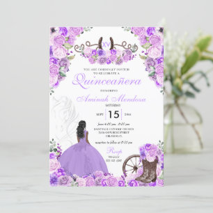 Lilac Purple Charra Floral Boots Quinceañera Invitation