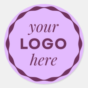 Lilac Purple Custom Logo Scalloped Circle Sticker