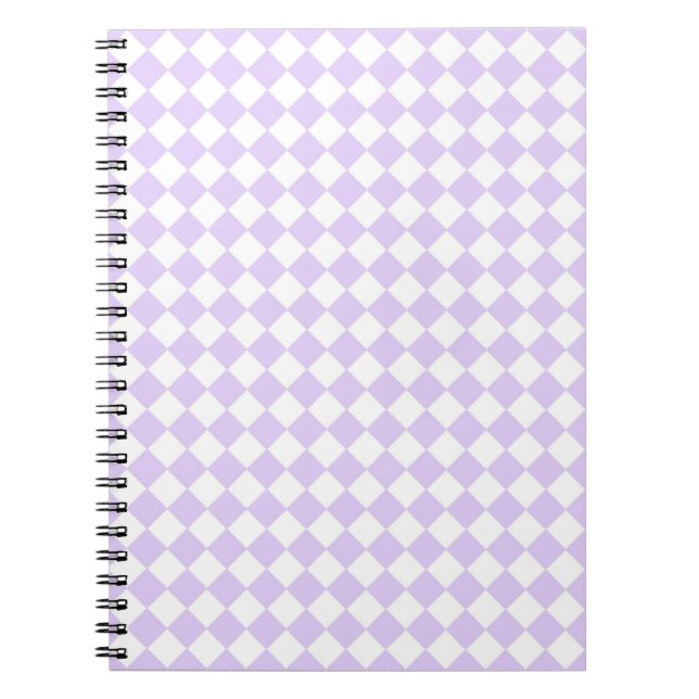 Lilac Purple Diamond Checkered pattern Spiral Notebook (Front)