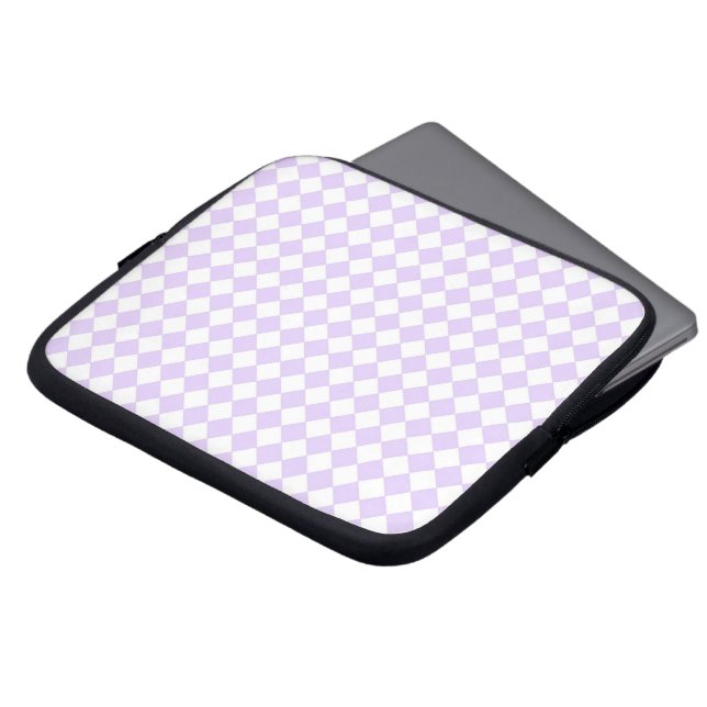 Lilac Purple Diamond Chequered pattern Laptop Sleeve (Front Top)