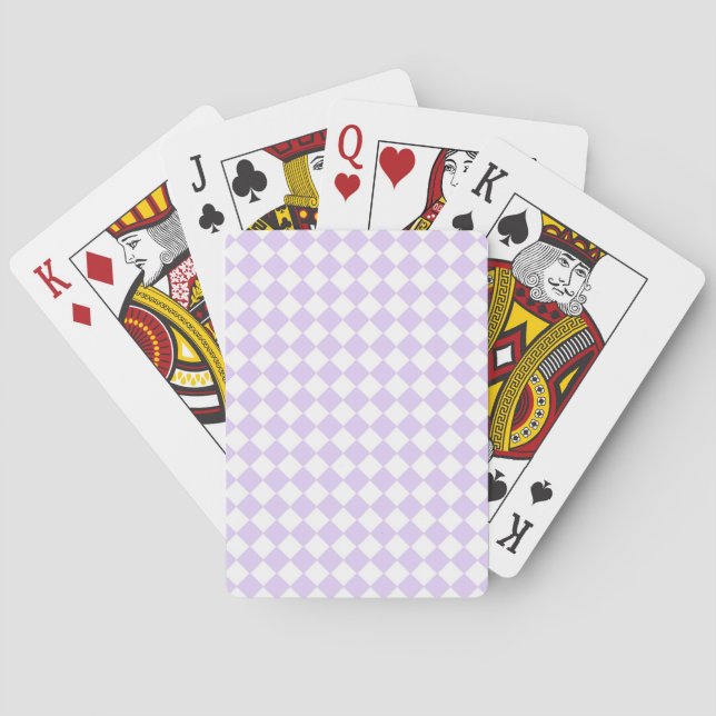 Lilac Purple Diamond Chequered pattern Playing Cards (Back)