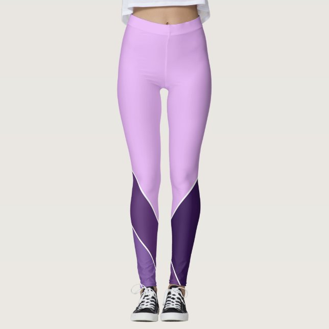 Lilac Purple Elegant Vee Home Pattern Leggings (Front)