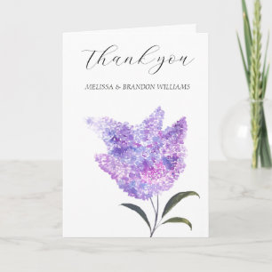 Lilac Purple Floral Elegant Wedding Thank you Card