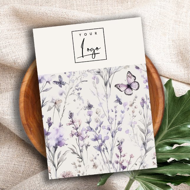Lilac Purple Floral Logo Blank Jewellery Holder Business Card (Creator Uploaded)