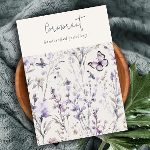 Lilac Purple Floral Script 2 Earring Stud Holder Business Card