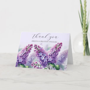 Lilac Purple Floral Wedding Thank you  Card
