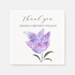Lilac Purple Floral Wedding Thank you Napkin