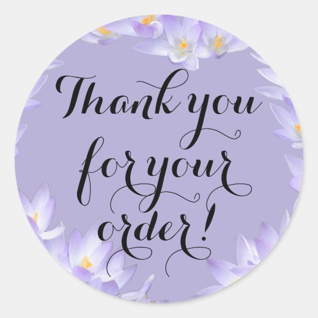 Lilac Purple Flower Frame Romantic Cute Thank You Classic Round Sticker (Front)