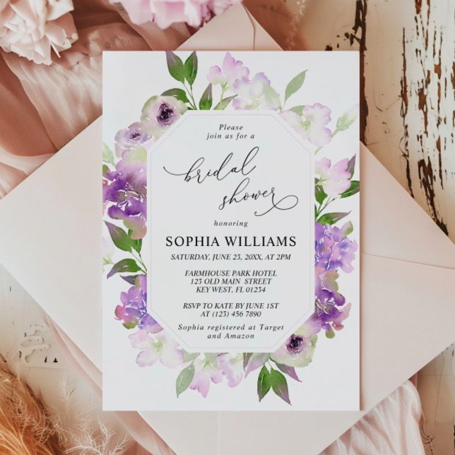 Lilac Purple Flowers Bridal Shower Invitation (Creator Uploaded)