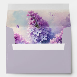 Lilac Purple Flowers Floral Return Address Envelope