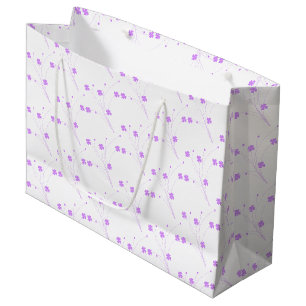 Lilac Purple Flowers, Small Pastel Floral Print Large Gift Bag