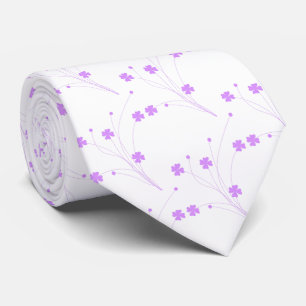 Lilac Purple Flowers, Small Pastel Floral Print Tie
