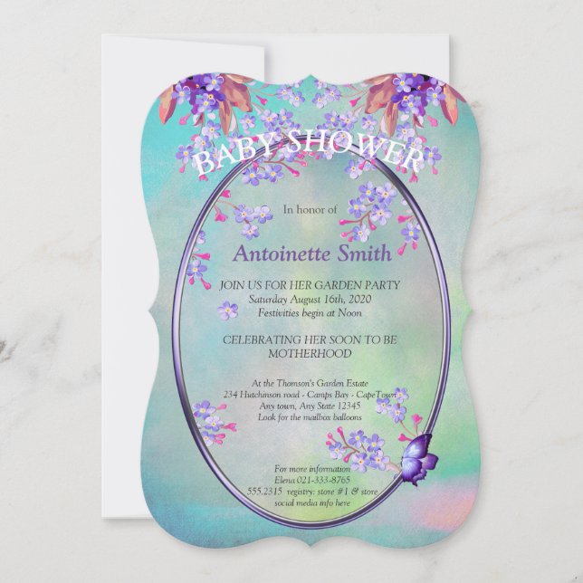 Lilac Purple Forget-me-not flowers  Baby Shower Invitation (Front)