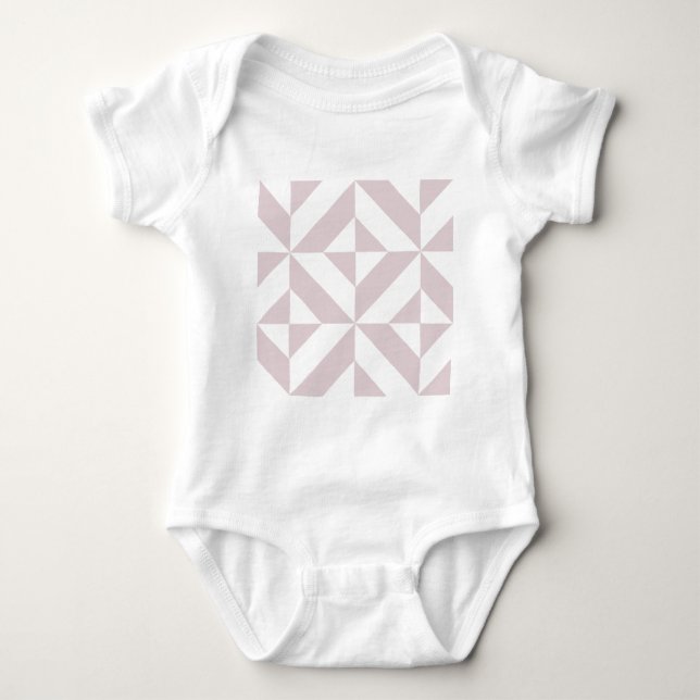 Lilac Purple Geometric Deco Cube Pattern Baby Bodysuit (Front)