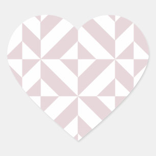 Lilac Purple Geometric Deco Cube Pattern Heart Sticker