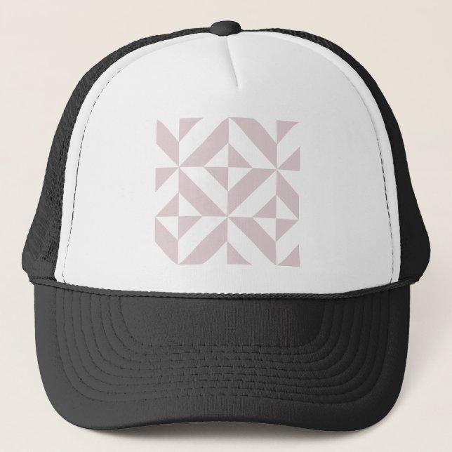 Lilac Purple Geometric Deco Cube Pattern Trucker Hat (Front)