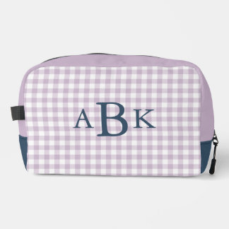 Lilac Purple Gingham Monogrammed Dopp Kit