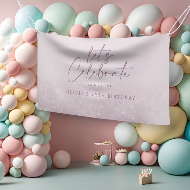 Lilac purple glitter elegant birthday unique banner (Creator Uploaded)