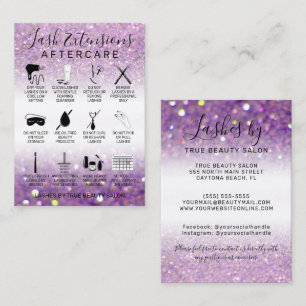 Lilac Purple Glitter Lash Extension Aftercare Icon Business Card