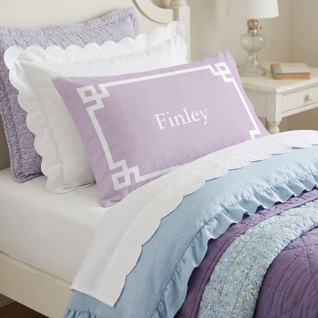 Lilac Purple Greek Key Monogram Standard Pillowcase (Creator Uploaded)
