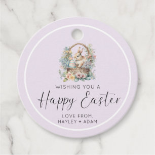 Lilac Purple Happy Easter Bunny Favour Tags