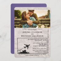 Lilac Purple Ireland Passport Wedding Invitation