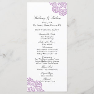 Lilac Purple Lace Doily Wedding Program Programme