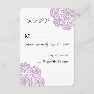 Lilac Purple Lace RSVP card