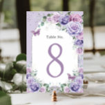 Lilac Purple Lavender Floral Birthday Quinceanera  Table Number<br><div class="desc">Designed to co-ordinate with our Majestic Lilac Lavender Purple Floral collection, this elegant table number card features beautiful watercolor lavender, lilac and purple floral. Personalise each card with a table number and your details, simply press the customise it button to further re-arrange and format the style and placement of the...</div>