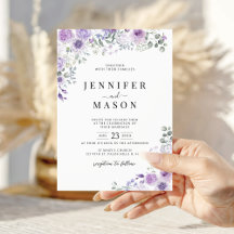 Lilac Purple Lavender Floral Wedding Invitation