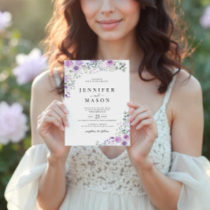 Lilac Purple Lavender Floral Wedding Invitation
