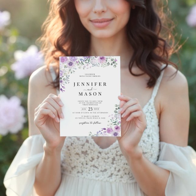 Lilac Purple Lavender Floral Wedding Invitation (Creator Uploaded)