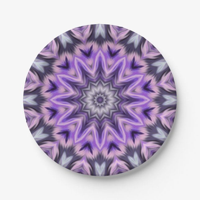 Lilac purple mandala paper plate (Front)