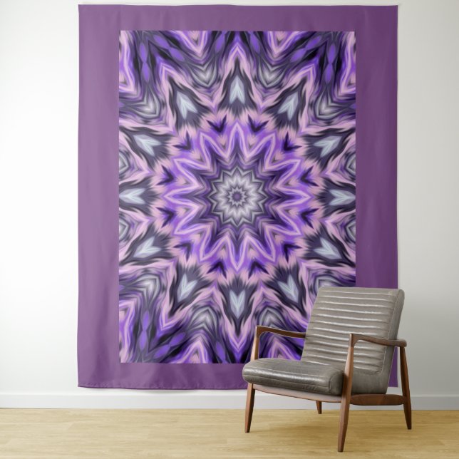 Lilac purple mandala tapestry (In Situ)