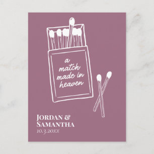 Lilac Purple Match Made in Heaven Save the Date Postcard