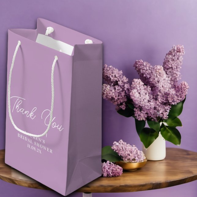 Lilac Purple Minimalist Bridal Shower Thank You Small Gift Bag (Creator Uploaded)