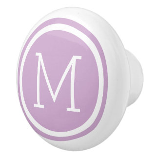 Lilac Purple Monogram Personalised Drawer Knob