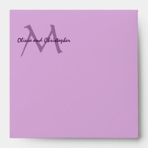 Lilac Purple Monogram Wedding Invitation Envelope
