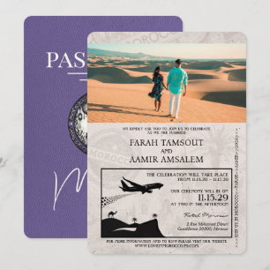 Lilac Purple Morocco Passport Wedding Invitation