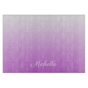 Lilac purple ombre personalised name cutting board