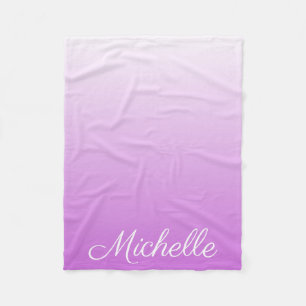 Lilac purple ombre personalised name fleece blanket