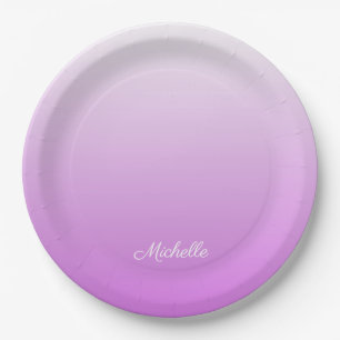 Lilac purple ombre personalised name paper plate