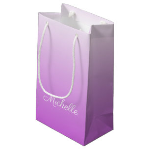 Lilac purple ombre personalised name small gift bag