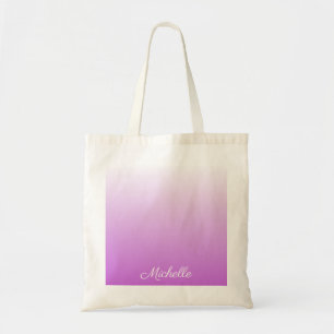 Lilac purple ombre personalised name tote bag