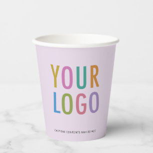 Lilac Purple Paper Cups Custom Business Logo 8 oz
