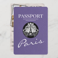 Lilac Purple Paris Passport Save The Date